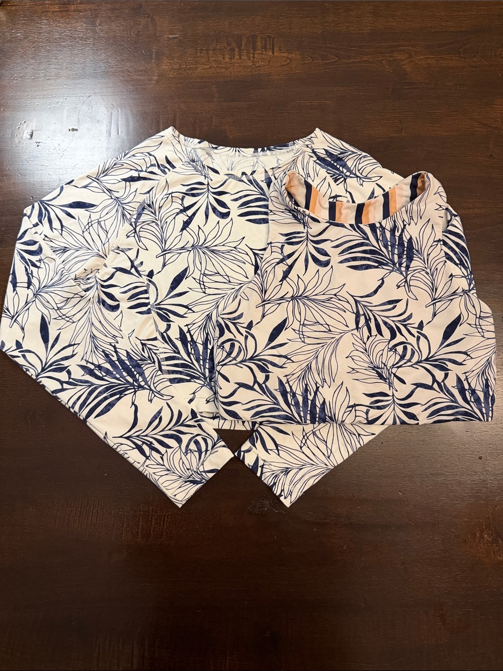 Blue Leaf-Print Pullover Top - Twin Set - Reversible top